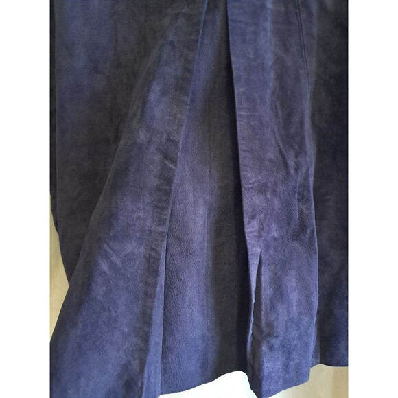 Blue Suede Full Zip Flare Waist Collared Jacket Womens Navy Blue 18W - Picture 4 of 11